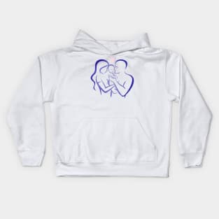 Happy family line drawing Kids Hoodie